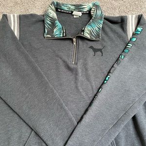 VS Pink quarter-zip tropical sweatshirt